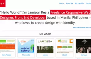 Jamison Rea a Freelance Web Dsigner, Front-end Developer