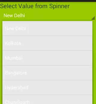 Android Spinner Example : Getting started with Android