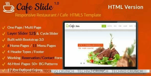 Themeforest : Cafe Slide - Responsive Restaurant HTML5 Template