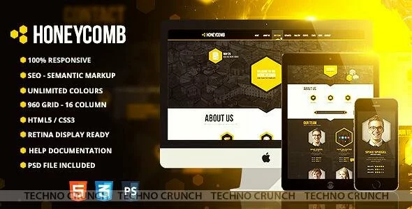 Themeforest : Honeycomb - Responsive One Page HTML5 Template