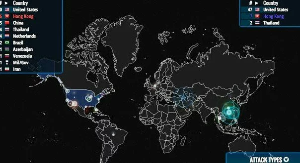 Cyber ​​attacks in real time from a map online
